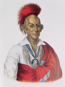 Ma-Ka-Tai-Me-She-Kia-Kiah o Halcón Negro, un valiente Sauk, 1837, ilustración de 